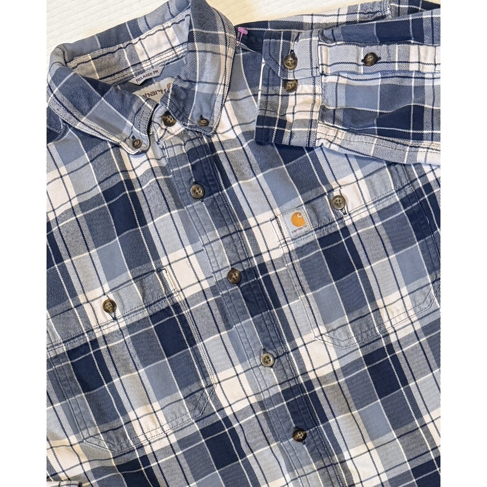CARHARTT - Men's Relaxed Fit Flannel Long Sleeve Plaid Shirt -‎ Size Large Tall